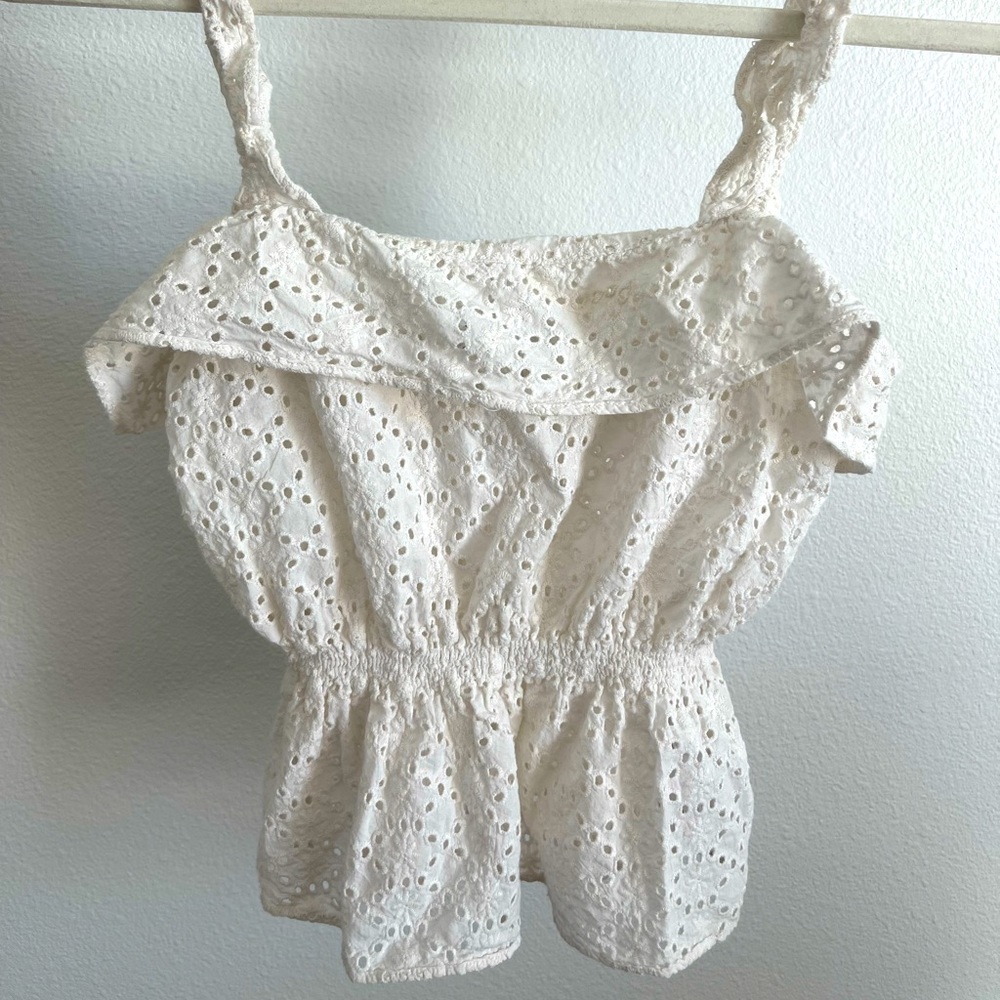 7 For All Mandkind white crochet tank XS